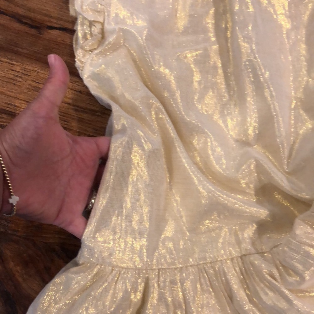 Tea Collection Gold Metallic Ruffle Dress 6 - Picture 8 of 9